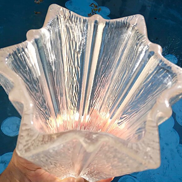 Stunning Art Deco Pierre D'Avesn for Nancy Daum Textured Star Art Glass Vase - Picture 6 of 8